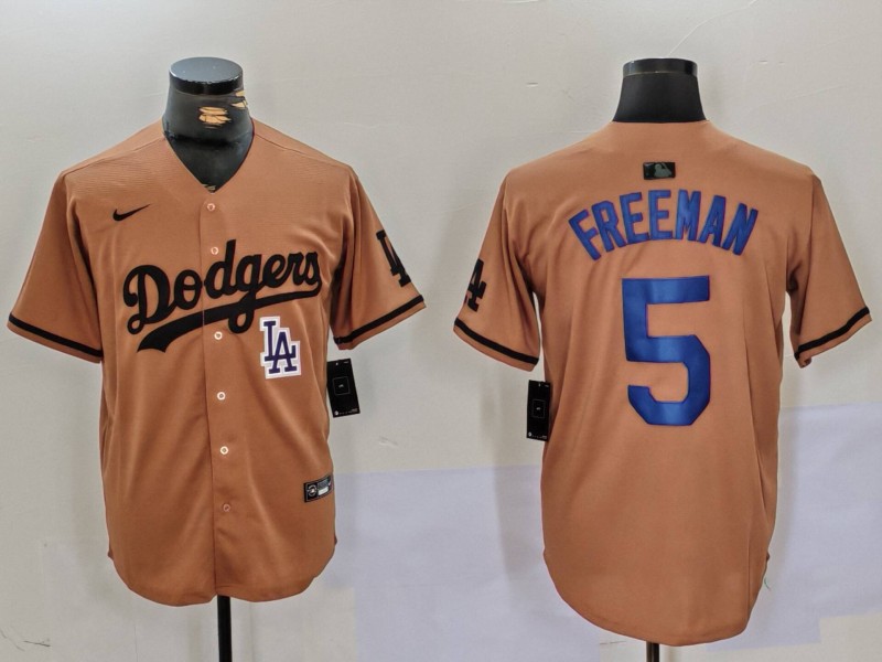 Men Los Angeles Dodgers #5 Freeman army green joint name 2024 Nike MLB Jersey style 6